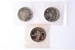 1 ruble, 1979- 1983, set of 3 coins (Tereshkova, Gagarin, 1980 Olympics/Space), copper-nickel alloy,...