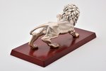Figurine, "Lion", manufactured by: Linea Argenti; mterial: silver coated resin, base - wood, Italy,...