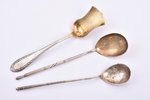 set, silver, two teaspoons and sugar spoon, 84, 875 standard, total weight of items 38.75 g, engravi...