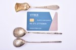 set, silver, two teaspoons and sugar spoon, 84, 875 standard, total weight of items 38.75 g, engravi...