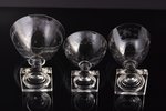 set of 3 champagne glasses, Scandinavia(?), h 10.6, Ø 9.5 cm (traces of everyday use) / h 10.7 , Ø 7...