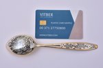 spoon, silver, 875 standard, 38.85 g, niello enamel, gilding, 16.5 cm, The "Severnaya Chern" factory...