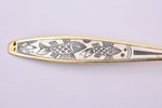 spoon, silver, 875 standard, 38.85 g, niello enamel, gilding, 16.5 cm, The "Severnaya Chern" factory...