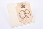 Ex libris of Grand Duchess Olga Feodorovna, lithograph. Under the imperial crown surrounded by rays...
