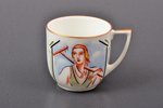 kafijas pāris, porcelāns, autordarbs, roku gleznojums, gleznojuma autors - Zigfrīds Jurševskis, 20 g...