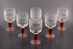6 glāžu komplekts, Olimpiāde 80, "Olimpiskā lāpa", PSRS, 20. gs. 70-80tie gadi, h 16.3 cm, Gusjhrust...