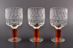 6 glāžu komplekts, Olimpiāde 80, "Olimpiskā lāpa", PSRS, 20. gs. 70-80tie gadi, h 16.3 cm, Gusjhrust...