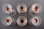 6 glāžu komplekts, Olimpiāde 80, "Olimpiskā lāpa", PSRS, 20. gs. 70-80tie gadi, h 16.3 cm, Gusjhrust...
