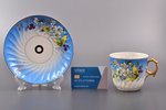 tējas pāris, porcelāns, I. E. Kuzņecova fabrika pie Volhovas, roku gleznojums, Krievijas impērija, 1...