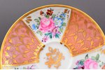 kafijas pāris, porcelāns, roku gleznojums, Eiropa, h (tasīte) 5 cm, Ø (apakštasīte) 9.8 cm, zeltījum...