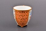 kafijas pāris, porcelāns, roku gleznojums, Eiropa, h (tasīte) 5 cm, Ø (apakštasīte) 9.8 cm, zeltījum...