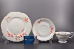 tējas trio, "Ziedi", porcelāns, M.S. Kuzņecova rūpnīca, Rīga (Latvija), 1934-1936 g., Ø (apakštasīte...