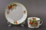 tējas pāris, "Lācenes", porcelāns, M.S. Kuzņecova rūpnīca, Krievijas impērija, 19. un 20. gadsimtu r...