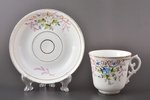 tējas pāris, ar veltījumu "Eņģeļa dienā", porcelāns, M.S. Kuzņecova rūpnīca, roku gleznojums, Rīga (...