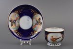 tējas pāris, porcelāns, M.S. Kuzņecova rūpnīca, Krievijas impērija, 1891-1917 g., h (tasīte) 5.9 cm,...