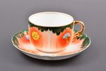 tējas pāris, porcelāns, M.S. Kuzņecova rūpnīca, roku gleznojums, Rīga (Latvija), Krievijas impērija,...