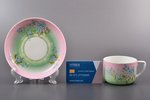 tējas pāris, porcelāns, M.S. Kuzņecova rūpnīca, roku gleznojums, Krievijas impērija, 1894-1917 g., Ø...