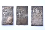 3 patriotisku uzliku komplekts, 875 prove, izstrādajumu kopējais svars 41.35 g, ~ 8 x 4.8 cm, 20 gs....