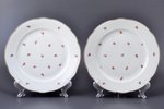 šķīvju pāris, porcelāns, Langebraun, Igaunija, 20 gs. 20-30tie gadi, Ø 23.2 cm...