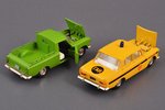 2 auto modeļu komplekts: Moskvič pikaps, Moskvič 412 "Milicija", metāls, PSRS, 20. gs. 80-90tie gadi...