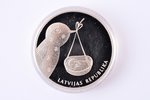 1 lats, 2013 g., Šūpuļa monēta, sudrabs, 925 prove, Latvija, 22 g, Ø 35 mm, Proof, futrālī, ar aplie...