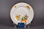 5 šķīvju komplekts,, "Rozes", porcelāns, M.S. Kuzņecova rūpnīca, Latvija, 1920-1933 g., Ø 24.2 cm, z...