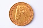 Krievijas Impērija, 5 rubļi, 1900 g., "Nikolajs II", zelts, 900 prove, 4.3 g, tīra zelta svars 3.87...