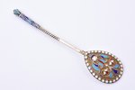 tējkarote, sudrabs, 84 prove, 13.63 g, starpsienu emalja, 11.2 cm, 1899-1908 g., Maskava, Krievijas...