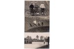 fotogrāfija, 3 gab., sporta svētki, group of cyclists, Latvija, 20. gs. 20-30tie g., 13.8х8.8 cm...