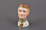 statuete, Tautu meitas galva, porcelāns, Rīga (Latvija), M.S. Kuzņecova rūpnīca, 1934-1936 g., h 5.6...