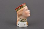statuete, Tautu meitas galva, porcelāns, Rīga (Latvija), M.S. Kuzņecova rūpnīca, 1934-1936 g., h 5.6...