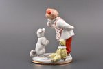 statuete, Meitene ar suni, porcelāns, Rīga (Latvija), PSRS, Rīgas porcelāna rūpnīca, modeļa autors -...