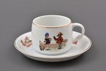 tējas pāris, (mazs izmērs), Bērnu sērija, porcelāns, M.S. Kuzņecova rūpnīca, Rīga (Latvija), 1934-19...