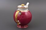 tējkanna, porcelāns, M.S. Kuzņecova rūpnīca, Rīga (Latvija), 1934-1936 g., h (ar vāku) 14 cm, otrā š...