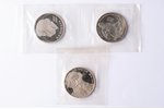 1 rublis, 1983-1988 g., 3 monētu komplekts (Puškins, Fjodorovs, Ļevs Tolstojs), niķeļa-vara sakausēj...