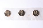 1 rublis, 1967-1982 g., 3 jubilejas monētu komplekts, niķeļa-vara sakausējums, PSRS, Ø 31 mm, Proof...