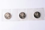 1 rublis, 1984-1986 g., 3 monētu komplekts (Lomonosovs, Mendeļejevs, Popovs), niķeļa-vara sakausējum...