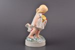 statuete, Meitene ar vistu ("Saulespuķe"), porcelāns, Rīga (Latvija), PSRS, Rīgas porcelāna rūpnīca,...