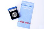 1 lats, 2005 g., Pasaules čempionāts hokejā - Rīga 2006, sudrabs, 925 prove, Latvija, 31.47 g, Ø 38....