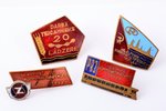 4 nozīmju komplekts: Komunistiskā darba teicamnieki, Latvija, PSRS, 20.gs.50-60ie gadi...