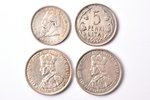 10 литов, 5 литов, 1925 / 1936 г., комплект из 4 монет, серебро, Литва...