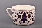 чайная пара, фарфор, Дулево, СССР, 1937-1940 г., h (чашка) 5.5 cm, Ø (блюдце) 15 см...
