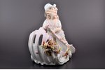 статуэтка, Ангел в лодке, украшенная цветами, бисквит, Германия(?), 25 x 15 x h 25.5 см, дефект пера...