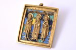 икона, Избранные святые: Харлампий, Иоанн Воин и Вонифатий, медный сплав, 5-цветная эмаль, Москва, Р...