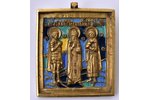 икона, Избранные святые: Харлампий, Иоанн Воин и Вонифатий, медный сплав, 5-цветная эмаль, Москва, Р...