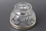 конфетница, серебро, 830 проба, хрусталь, Ø 18 см, h 12.3 см, Турку, Финляндия...