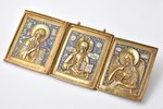 складень, Деисус, медный сплав, золочение, 2-цветная эмаль, Российская империя, конец 19-го века, 16...