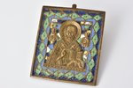 икона, Святитель Николай Чудотворец, медный сплав, 6-цветная эмаль, Российская империя, конец 19-го...