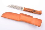 нож, ручная ковка, клинок из стали, рукоять: мореный дуб, роговая гарда, Германия, общая длина 18.5...