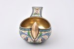ковш, серебро, 84 проба, 49.55 г, перегородчатая, расписная эмаль, золочение, 9 x 4.6 x 3.5 см, 1908...